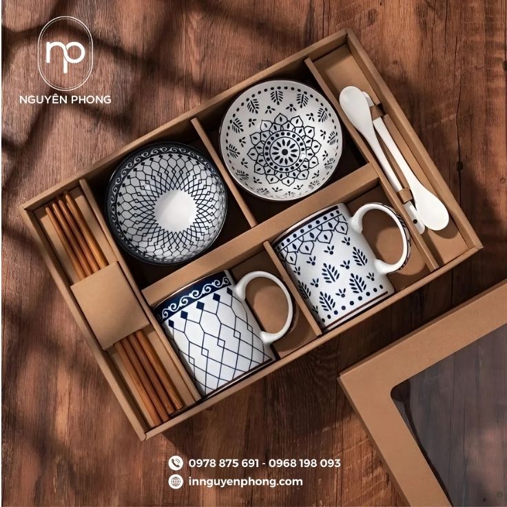 Mẫu hộp sóng bồi giấy kraft đựng gốm sứ theo yêu cầu